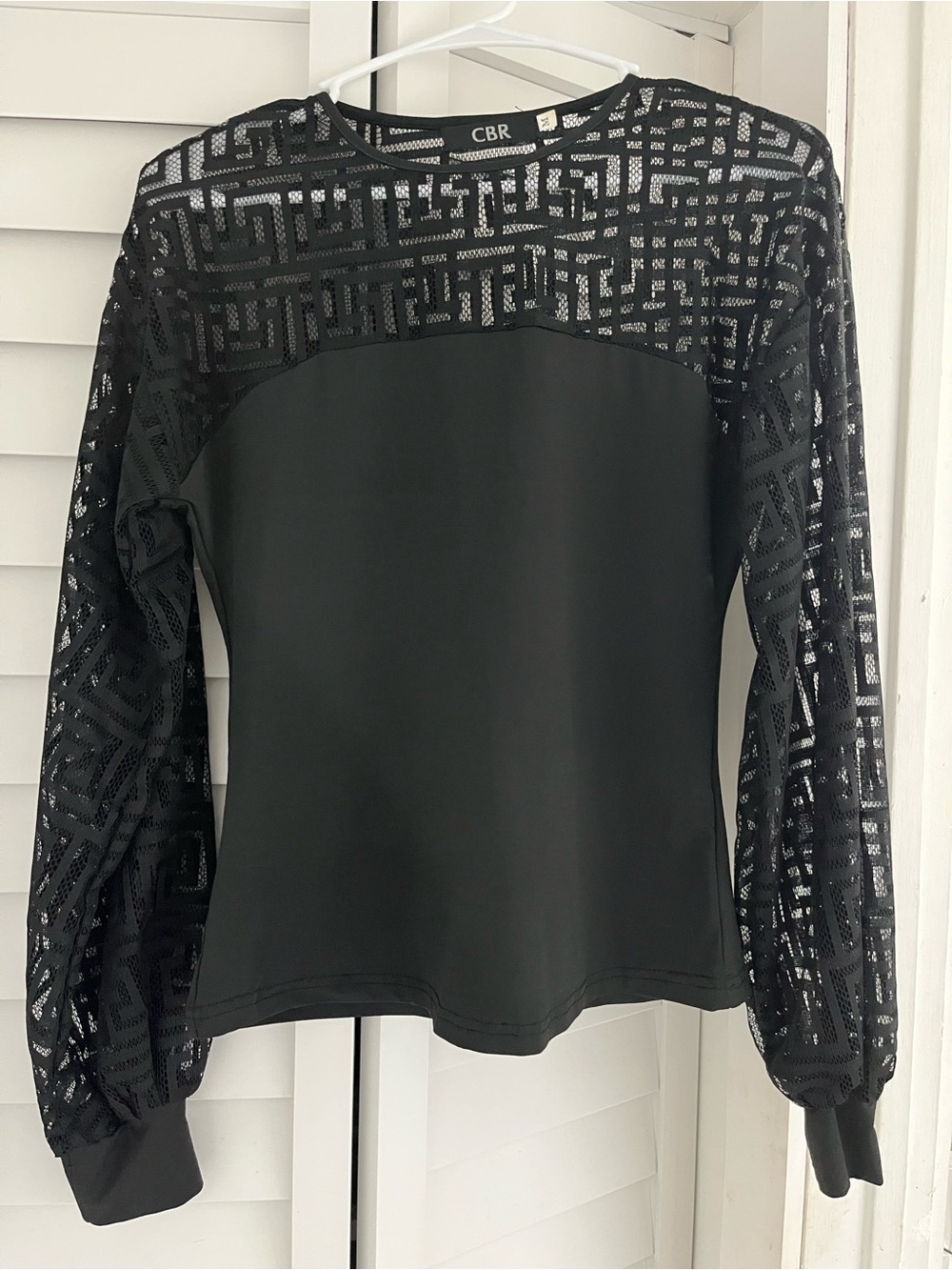 CBR Black Lace-Inset Long Sleeve Top